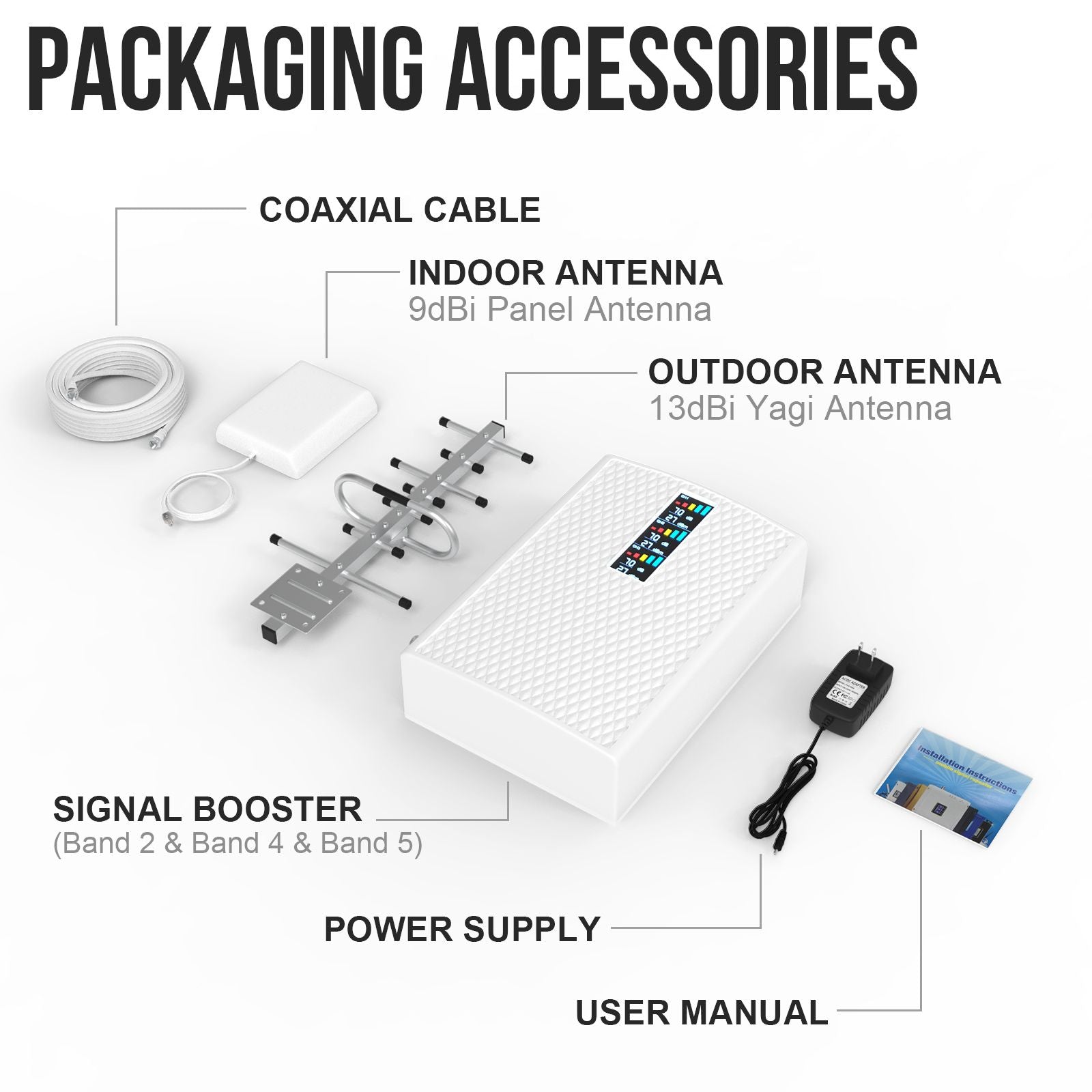 GOBOOST Cell Phone Signal Booster Kit-(Band2&4&5 with Yagi Antenna) GOBOOST Cell Phone Signal Booster Kit-(Band2&4&5 with Yagi Antenna)