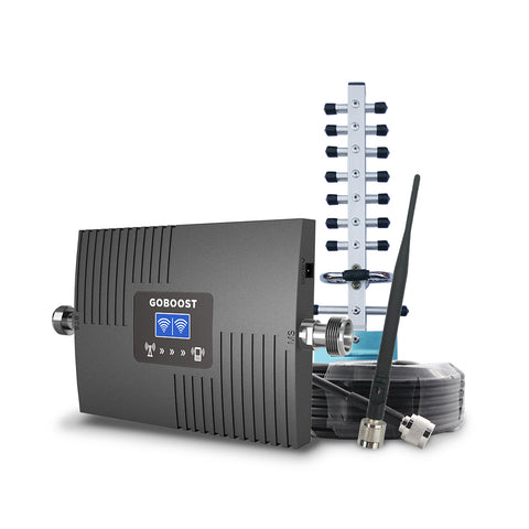 GOBOOST Amplificateur de signal de téléphone portable double bande populaire pour travaux en cabine/studio/maison sur bandes 2 et 5, jusqu'à 2 500 pieds carrés
