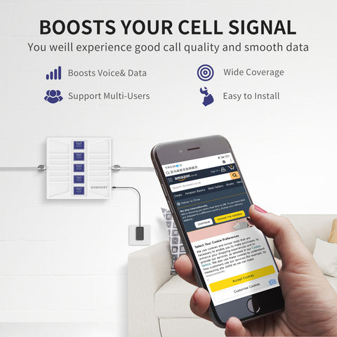 North America Hot Sale丨GOBOOST Cell Phone Signal Amplifier Unit for Rural Areas Cover Up to 5,000 sq. ft. (without Antennas and Coaxial Cable)