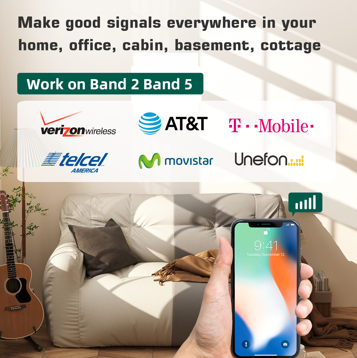 Rural Areas Lintratek Cell Phone Signal Booster For Verizon AT&T T