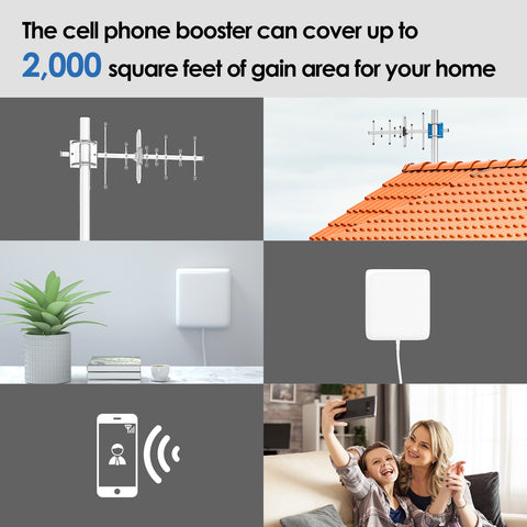 GOBOOST Amplificateur de signal de téléphone portable double bande populaire pour travaux en cabine/studio/maison sur bandes 2 et 5, jusqu'à 2 500 pieds carrés